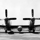 Front view of North American XF-82 fitted with 445-gallon centerline drop tank, ten 5-inch rockets, a 110-gallon drop tank and a chemical tank. Note the six .50 caliber machine guns in the center wing section. (US Air Force)